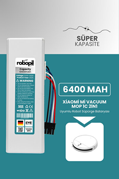 ROBOPİL Xiaomi Mi Vacuum Mop 1c 2in1 Pil Batarya Kutulu [süper Kapasite] 6400...