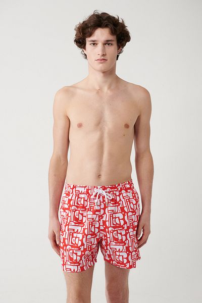 Avva Men's Red Quick Dry Printed Swim Shorts A41Y3813