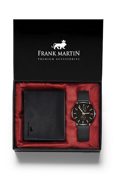 Frank Martin مجموعة هدايا محفظة ساعة رجالية أصلية في صندوق 21-002