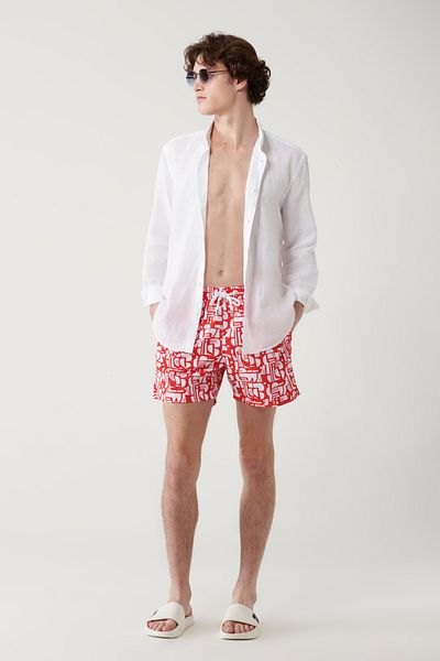 Avva Men's Red Quick Dry Printed Swim Shorts A41Y3813