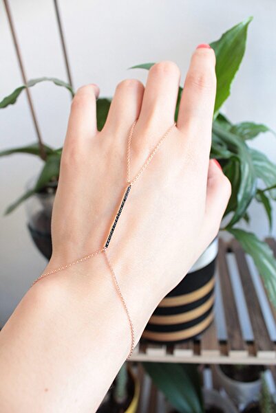 Besen Gümüş Siyah Taşlı Çubuk Gümüş Şahmeran