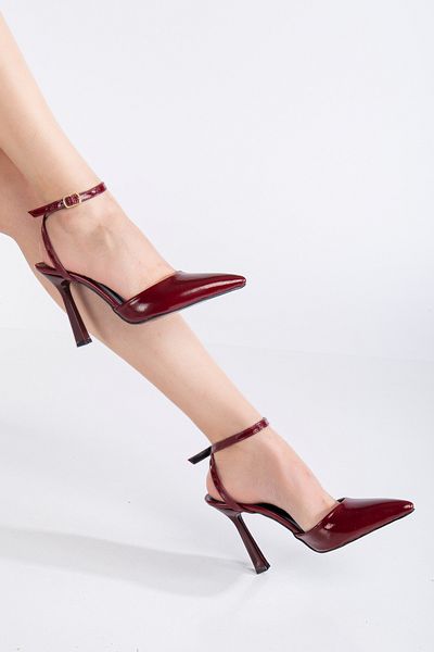 AYENDE MODA Pantofi cu toc cu bretele de damă Bordeaux