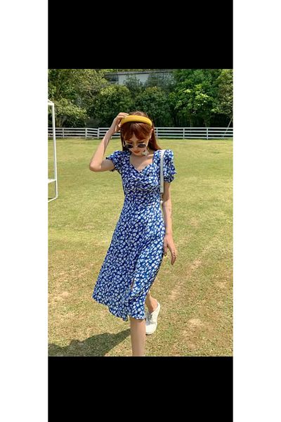 GENÇ MODA Rochie de vară din viscoză cu decolteu cu inimă