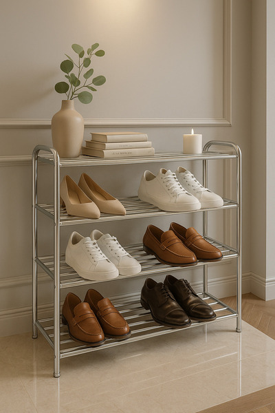 ALMUFARREJ رف أحذية متعدد الطبقات من الفولاذ المقاوم للصدأ