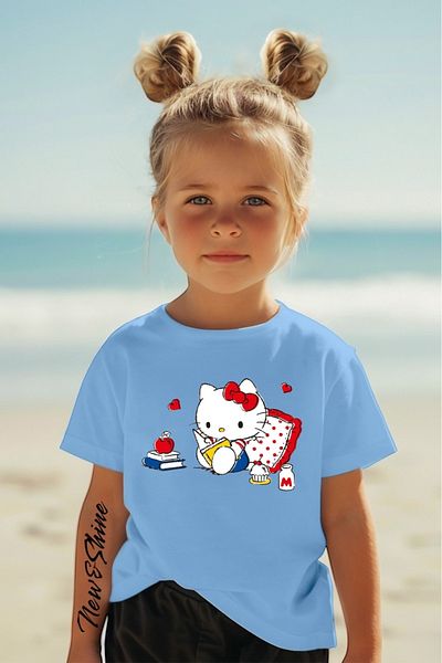 New Shine 1 tricou este un cadou pentru achiziții de 6 și peste în coș - Tricou pentru copii oversize cu imprimeu Helo Kıtty