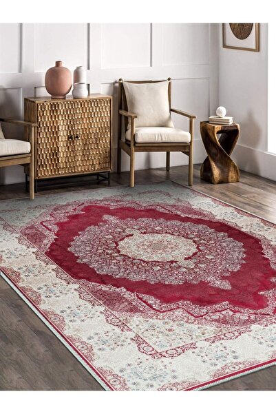Rovinta Red Classic Pattern Woven Floor Living Room - Living Room Carpet Kitchen Hall Entry Carpet Runner