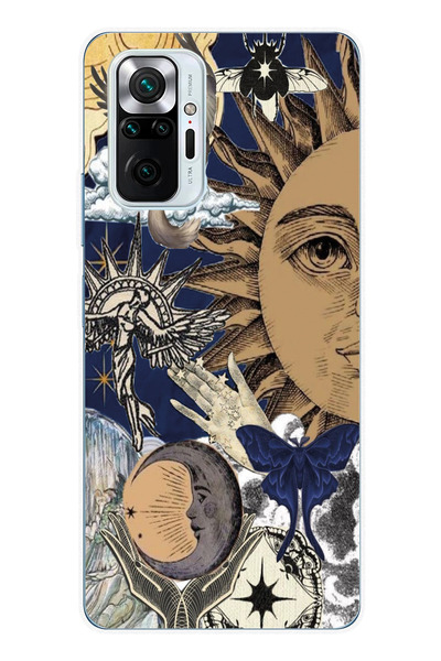 moonset Xiaomi Redmi Note 10 Pro Uyumlu Güneş Kolaj Tasarımlı Baskılı Şeffaf ...