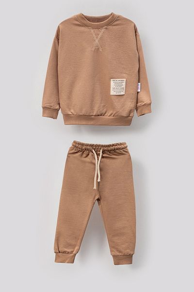 Bubito Seasonal Cotton Baby & Kids 2-Piece Top and Bottom Set with Style Label - Beige