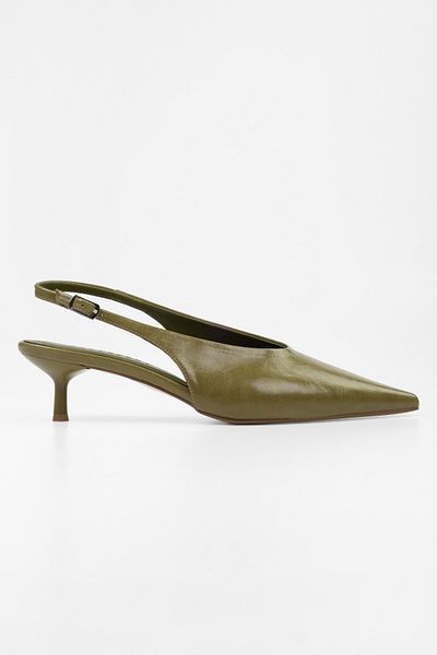 Shoeberry Women's Luna Oil Green Skin Stiletto