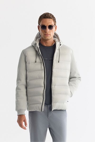Avva Men's Gray Hooded Water Repellent Windproof Coat A42Y6155