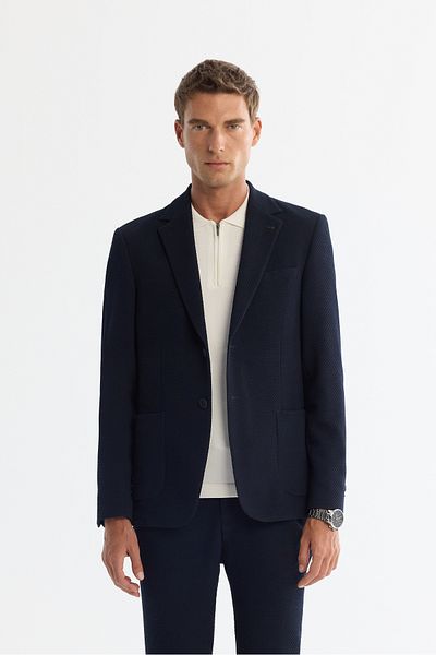 Avva Ανδρικό μπουφάν Navy Blue Mono Collar Bi-stretch A42y4011
