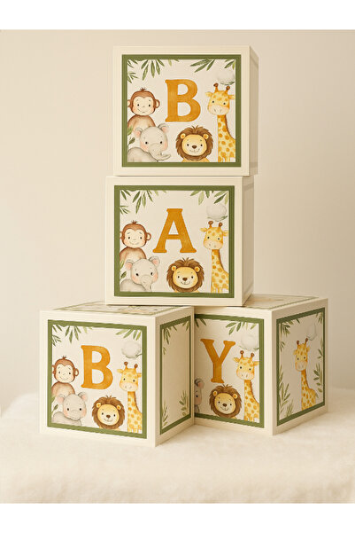 party mix BABY Yazılı Safari Temalı Balon Kutu Seti – Doğum Günü Süslemesi - ...