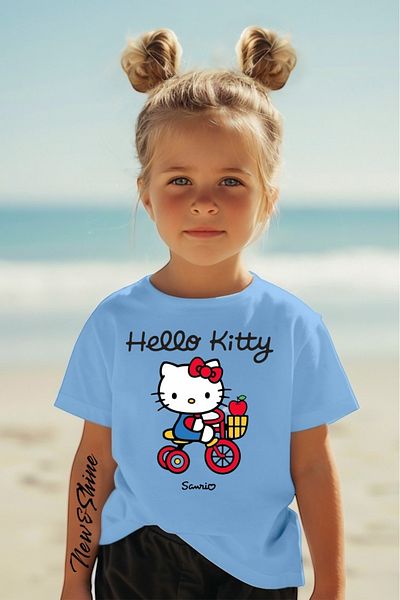 New Shine 1 tricou este un cadou pentru achiziții de 6 și peste în coș - Tricou pentru copii oversize cu imprimeu Helo Kıtty