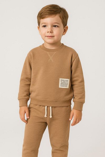 Bubito Seasonal Cotton Baby & Kids 2-Piece Top and Bottom Set with Style Label - Beige