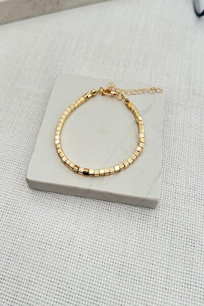 DEMOKAN Kadın Bileklik Kare Sıralı Kadın Bileklik Özel Kaplama Kararmaz Kadın Bileklik