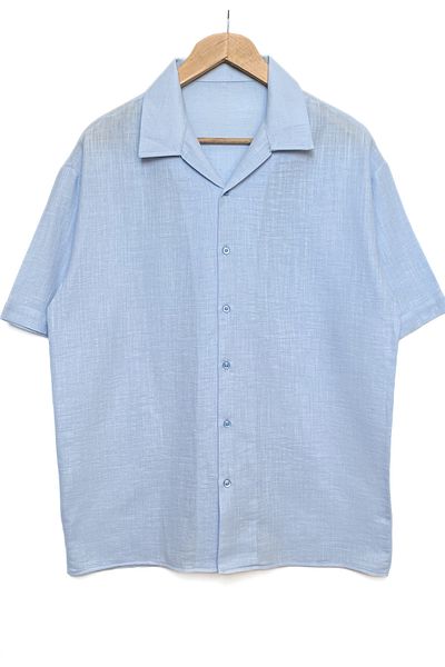 MİRMARONİ New Season Plus Size Oversize Cotton Linen Summer Short-Sleeved Shirt