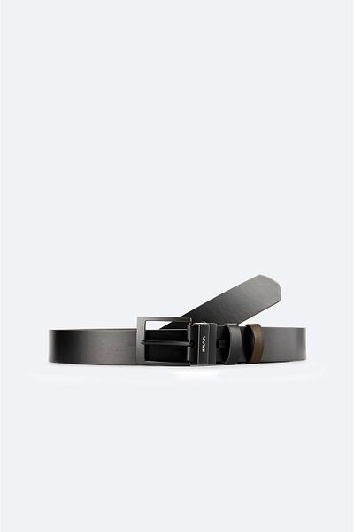 Avva Men's Black-Brown 100% Leather Double-Sided Leather Belt A42Y9307