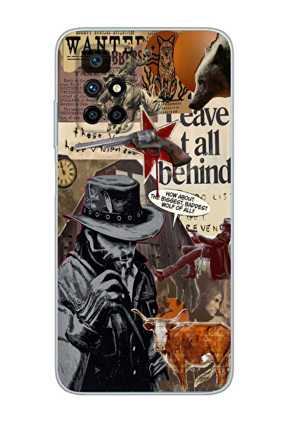 moonset Xiaomi Redmi 10 2022 Uyumlu Kovboy Tasarımlı Baskılı Şeffaf Telefon K...