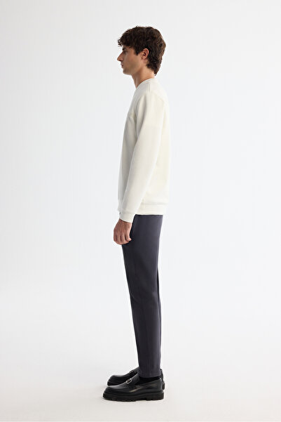 Avva Erkek Ekru Bisiklet Yaka Pamuklu Baskılı Elastan Regular Fit Sweatshirt A42Y1267