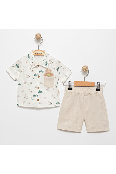 Pure Kids Store طقم شورت قميص قصير من نسيج القطن العضوي بنسبة 100% للأطفال ال...