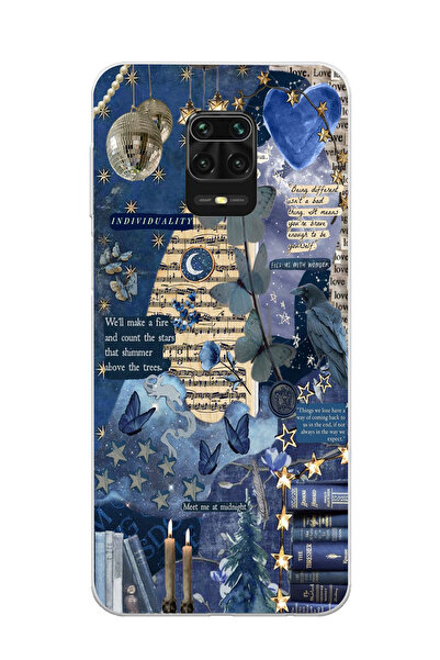 moonset Xiaomi Redmi Note 9 Pro / Note 9S Uyumlu Kolaj Tasarımlı Baskılı Şeff...