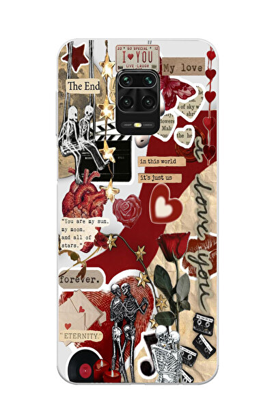 moonset Xiaomi Redmi Note 9 Pro / Note 9S Uyumlu Kolaj Tasarımlı Baskılı Şeff...