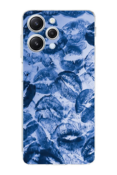 moonset Xiaomi Redmi 12 Uyumlu Mavi Dudaklar Tasarımlı Baskılı Şeffaf Telefon...