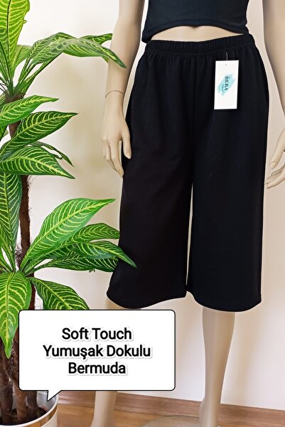 VİP BERA TEKSTİL Kadın-Erkek Düz Kesim Yumuşak Dokulu Bol Paçalı Bermuda Alt