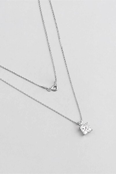 So CHIC... Prenses Kesim 18 Ayar Beyaz Altın Kaplama 45 Cm Gümüş Kolye