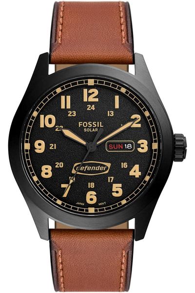 Fossil Men's Defender Solar-Powered Stainless Steel and Leather Watch