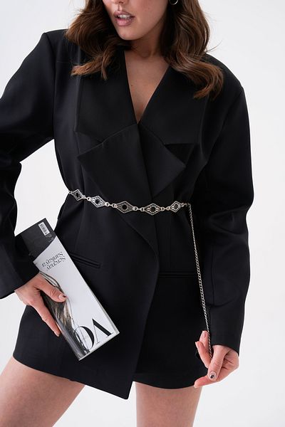 lovebox Silver Metal Chain Geometric Buckle Belt 7150