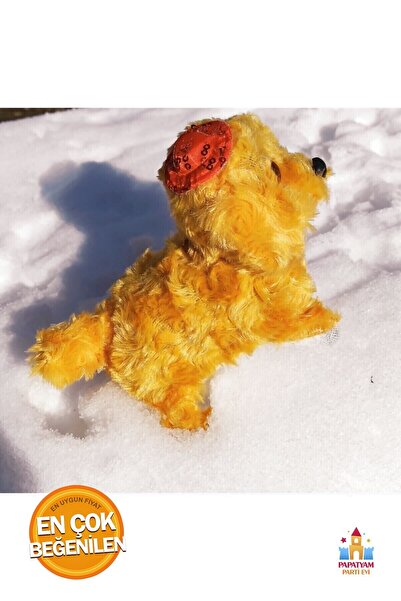 PapatyamPartiEvi Sevimli Sarı Pilli Peluş Köpek Oyuncak - Yürür ve Havlar, Çocukların Favorisi