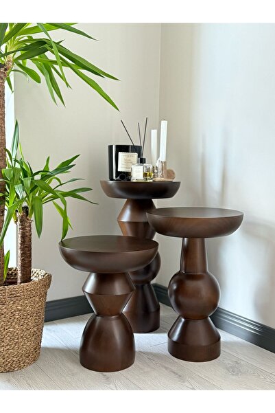 More Wood Design Mantar Sehpa 3'lü Takım
