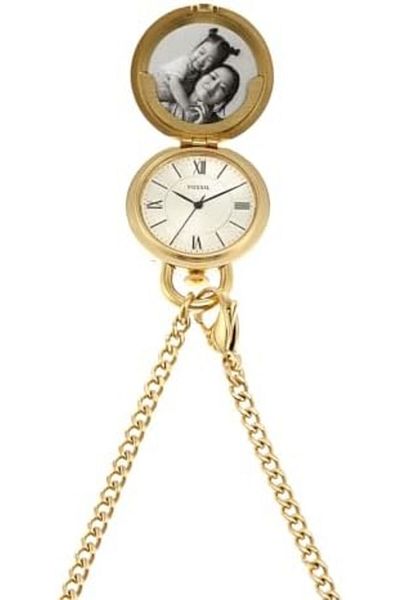 Fossil Women's Jacqueline Quartz Stainless Steel Locket Necklace Watch, Color: Gold (Model: ES5292)