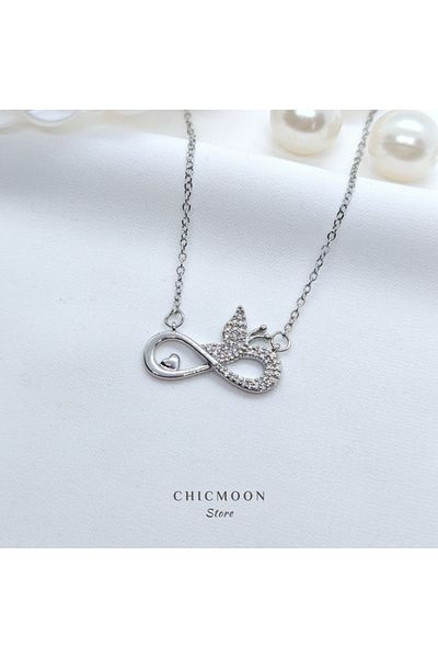 CHICMOON STORE Steel Silver Color Butterfly Infinity Necklace