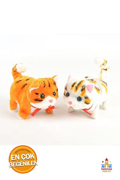 PapatyamPartiEvi Sesli Yürüyen Oyuncak Peluş Kedi - Unisex Çocuklar İçin Eğle...