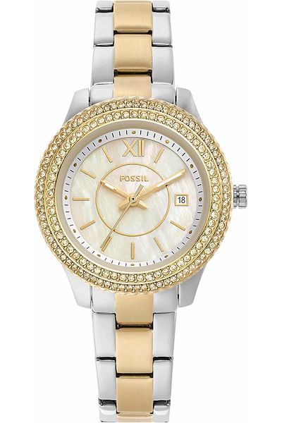Fossil Fossil Women's Stella Mini Quartz Stainless Steel Three-Hand Watch, Color: Gold/Silver (Model: ES513