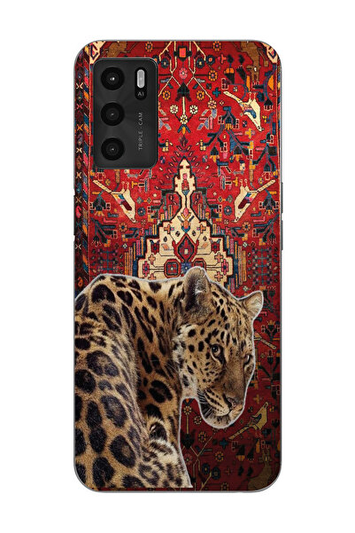 moonset Oppo A16 / A55 Uyumlu Leopar Tasarımlı Baskılı Şeffaf Telefon Kılıfı