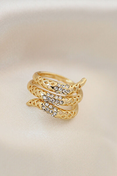 Marsilyan خاتم معدني ذهبي اللون مرصع بحجر الزركون