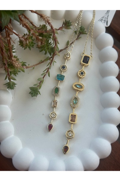 mibrillo الصلب اللون حجر سبعة عناصر قلادة Y قلادة