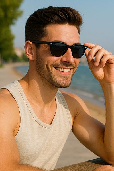 wesscollection Men's Black Retro Style Uv400 Protection Sunglasses