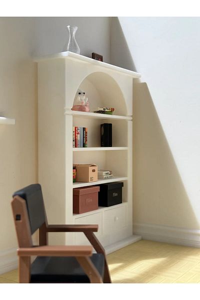 CharmFancy 1/12 Scale Arched Bookshelf Miniature Diorama Ware Accessory