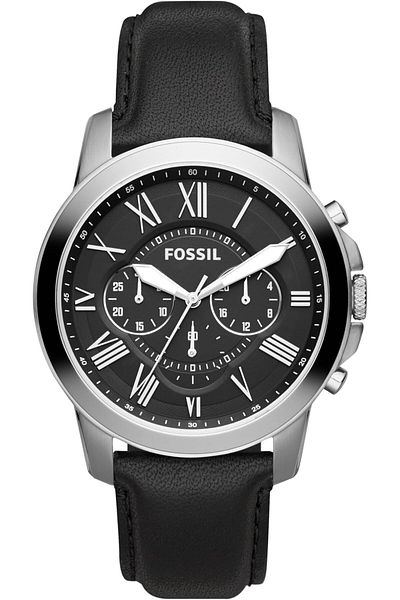 Fossil Leather Men's Quartz Watch, FS4812IE, Black