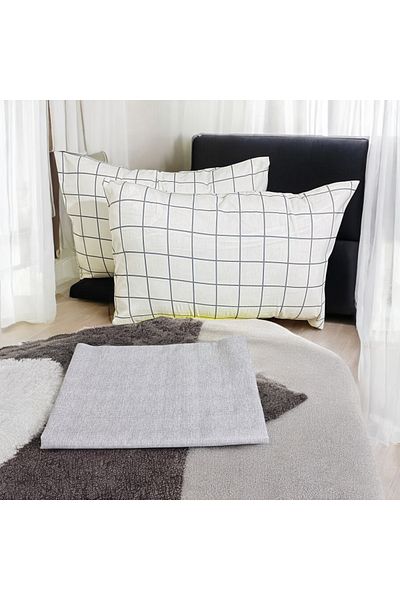 By Masuaa Square Patterned Padded 2 Pieces, Plain Oversize Bed Sheet 220X240Cm Set