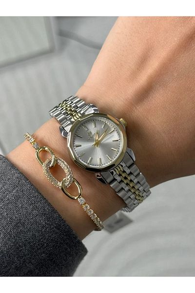 Homies Guaranteed Premium Women's Wristwatch Gold-Silver (White Dial) Rshms-190
