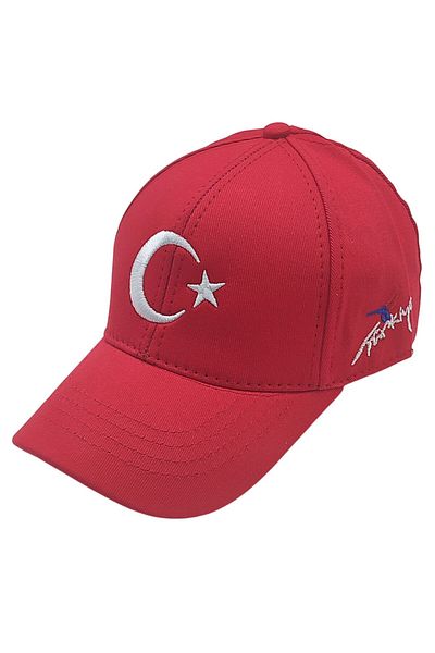 AXE SPORTSWEAR Children's Adjustable Back Velcro Turkey Turkish Flag Moon and Star Embroidered Baseball Cap