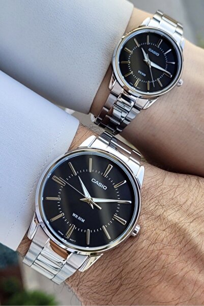 Casio Dear Couple Two Wristwatch - Black Dial and Metallic Cord