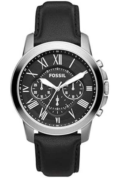 Fossil Leather Men's Quartz Watch, FS4812IE, Black