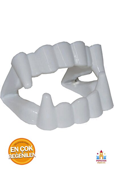 PapatyamPartiEvi Drakula Vampir Dişi - Beyaz Renk Çift Damak Takma Vampir Diş...