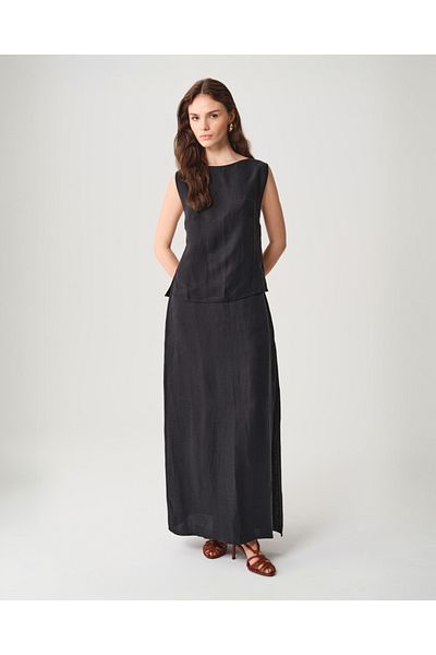 Towdoo Rose Linen Cupro Long Skirt